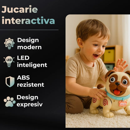 Jucarie catelus robot pentru bebelusi: Spray cu abur, lumini LED