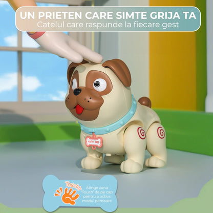Jucarie catelus robot pentru bebelusi: Spray cu abur, lumini LED