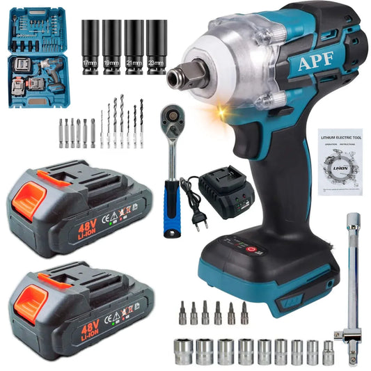 Cheie de Impact APF 550Nm, 2 Baterii, 4.0Ah, Cutie de Transport și Accesorii