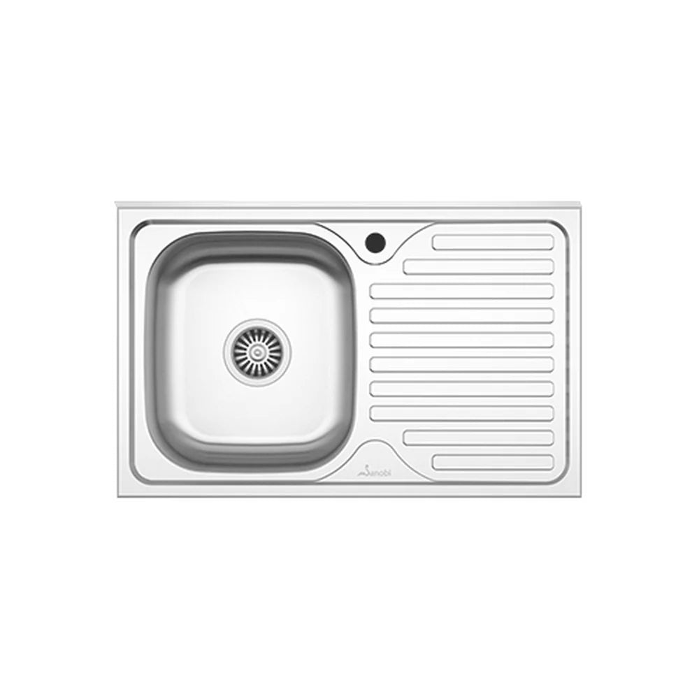 Set Masca Chiuveta Karo, Antracit/Alb, 80 x 50 x 80 cm, Chiuveta Inox, Cuva stanga, Baterie Flexibila