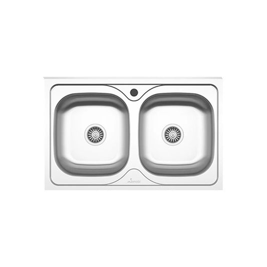 Chiuveta haaus Sanobi, 2 Cuve universale, Inox lucios, pe masca, 80 x 50 cm