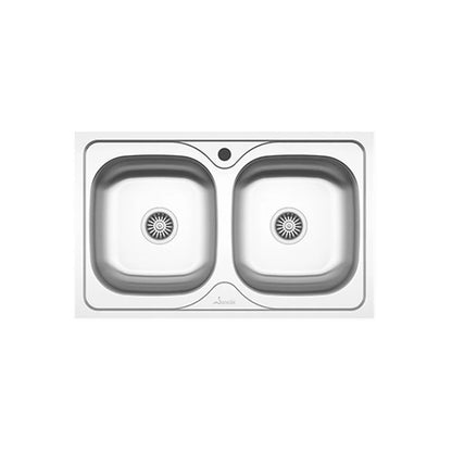 Chiuveta haaus Sanobi, 2 Cuve universale, Inox lucios, pe blat, 80 x 50 cm