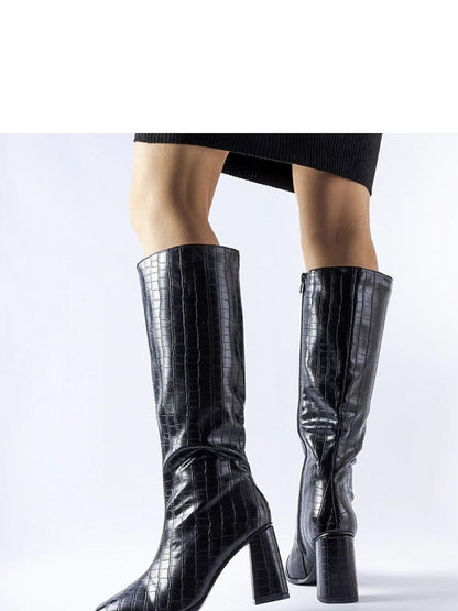 Cizme cu toc Solea, Model 204730, Negru - material Zam din piele ecologică  Înălţimea tocului 9 cm