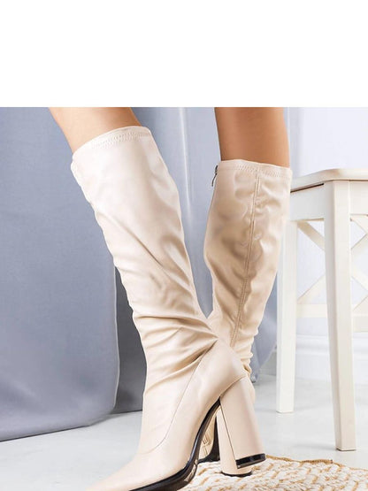 Cizme cu toc Solea, Model 204775, Bej - Înălţimea tocului 10,5 cm