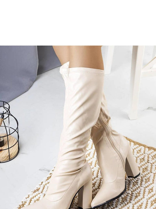 Cizme cu toc Solea, Model 204775, Bej - Înălţimea tocului 10,5 cm