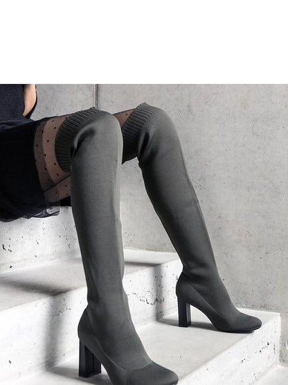 Cizme cu toc Solea, Model 205778, Verde - material pânză  Înălţimea tocului 8 cm