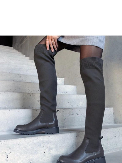 Cizme cu toc Solea, Model 206441, Verde - material pânză  Înălţimea tocului 3,5 cm