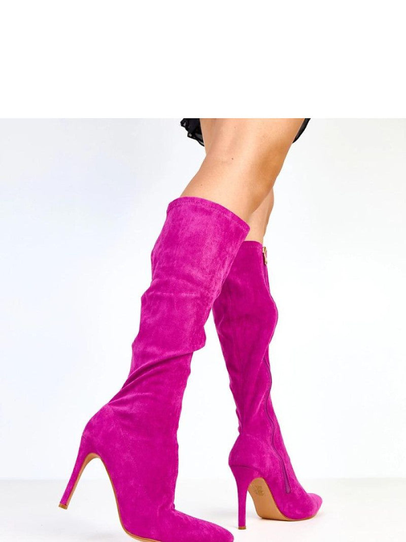 Cizme cu toc Solea, Model 218124, Roz - material piele artificiala piele  Footbed pânză  Înălţimea carâmbului 39 cm Înălţimea tocului 10.5 cm