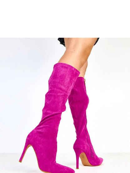 Cizme cu toc Solea, Model 218124, Roz - material piele artificiala piele  Footbed pânză  Înălţimea carâmbului 39 cm Înălţimea tocului 10.5 cm