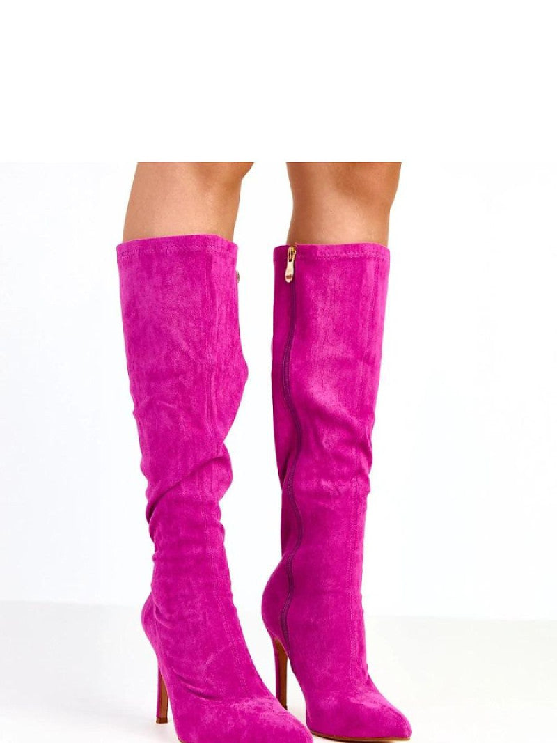 Cizme cu toc Solea, Model 218124, Roz - material piele artificiala piele  Footbed pânză  Înălţimea carâmbului 39 cm Înălţimea tocului 10.5 cm