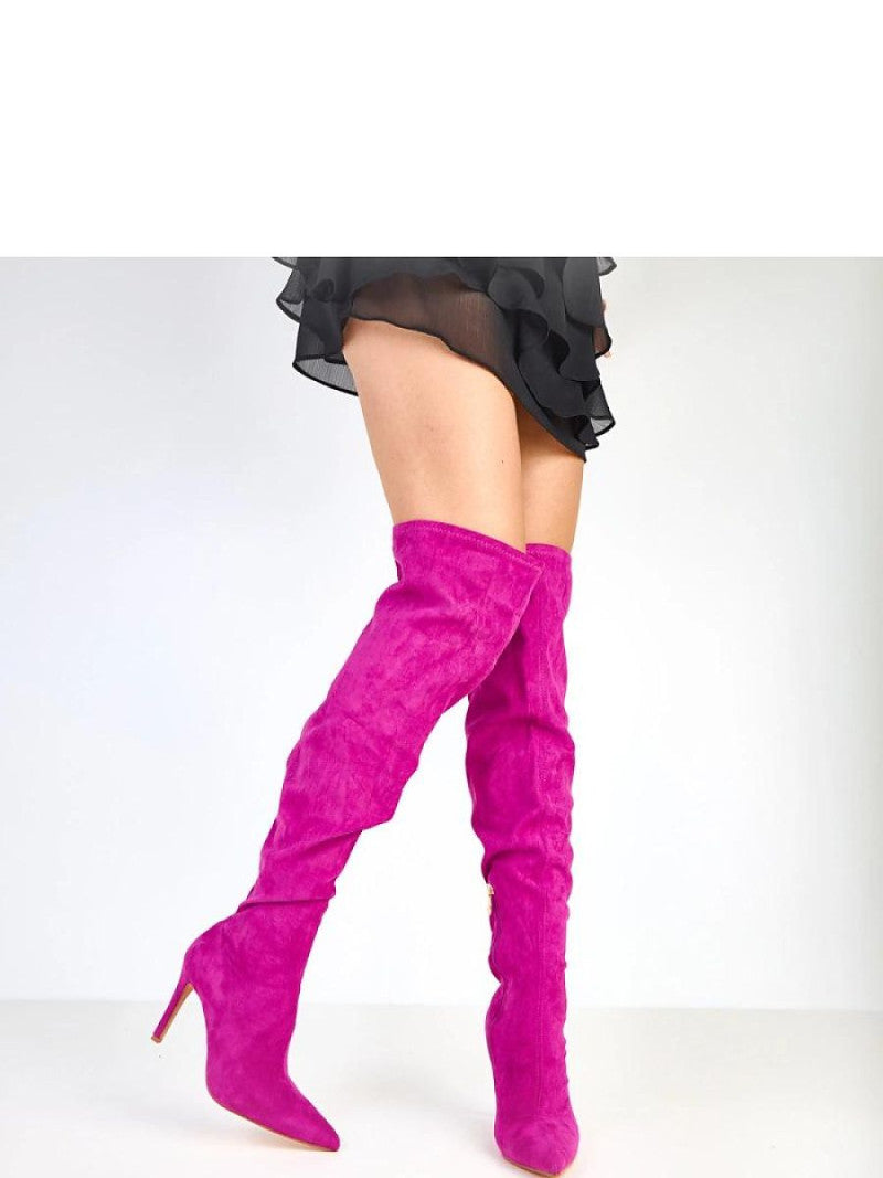 Cizme cu toc Solea, Model 218125, Violet - material piele artificiala piele  Footbed pânză  Înălţimea carâmbului 57 cm Înălţimea tocului 10.5 cm