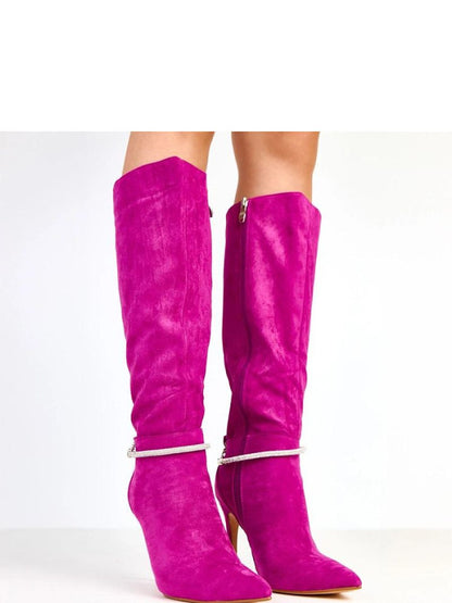 Cizme cu toc Solea, Model 218126, Violet - material piele artificiala piele  Footbed pânză  Înălţimea carâmbului 39 cm Înălţimea tocului 10.5 cm