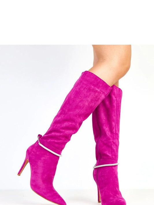 Cizme cu toc Solea, Model 218126, Violet - material piele artificiala piele  Footbed pânză  Înălţimea carâmbului 39 cm Înălţimea tocului 10.5 cm