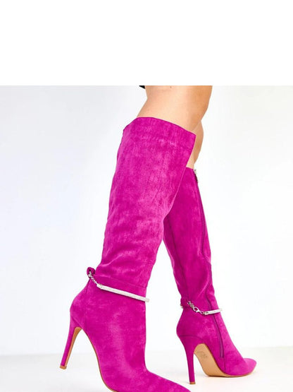 Cizme cu toc Solea, Model 218126, Violet - material piele artificiala piele  Footbed pânză  Înălţimea carâmbului 39 cm Înălţimea tocului 10.5 cm