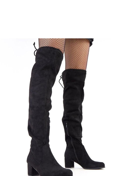 Cizme cu toc Solea, Model 218561, Negru - material piele artificiala piele  Footbed pânză  Înălţimea carâmbului 62 cm Înălţimea tocului 6 cm