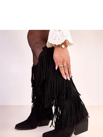 Cizme cu toc Solea, Model 220241, Negru - material piele artificiala piele  Footbed pânză  Înălţimea carâmbului 33 cm Înălţimea tocului 7 cm