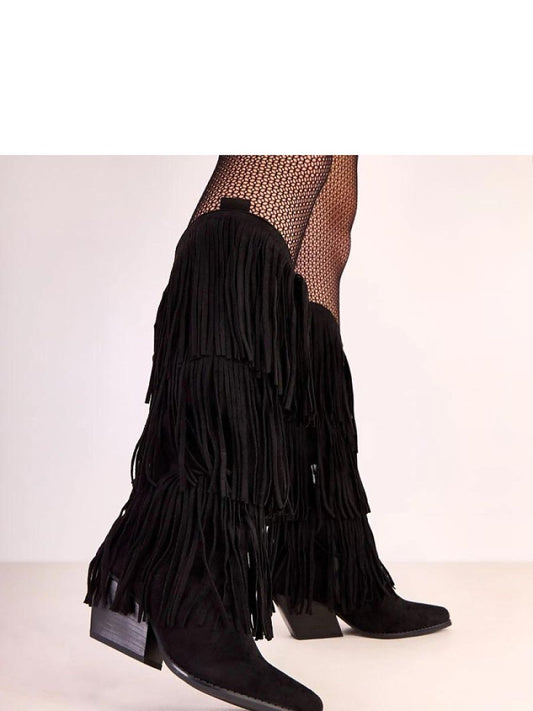 Cizme cu toc Solea, Model 220241, Negru - material piele artificiala piele  Footbed pânză  Înălţimea carâmbului 33 cm Înălţimea tocului 7 cm