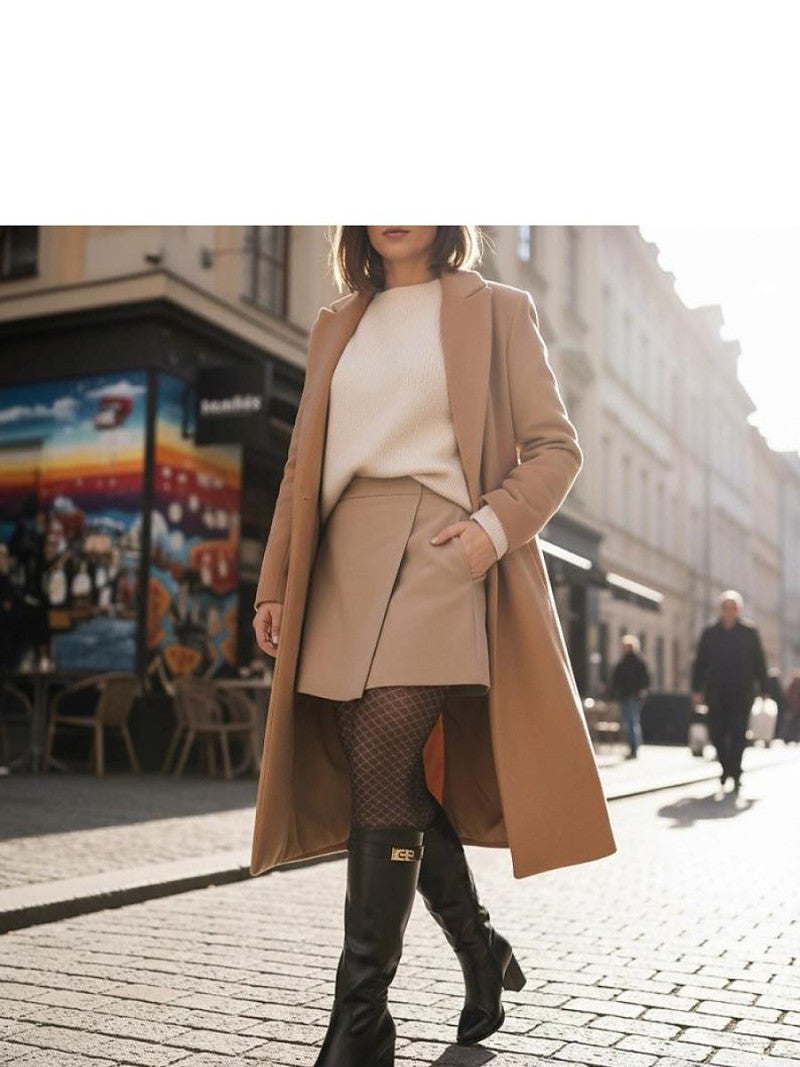 Cizme cu toc Solea, Model 221036, Negru - material imitație de piele  Footbed pânză  Înălţimea carâmbului 36 cm Înălţimea tocului 8.5 cm