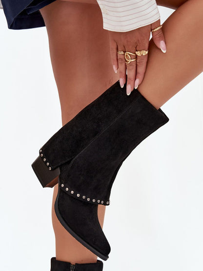 Cizme cu toc Step in style, Model 218489, Negru - material piele artificiala piele  Căptușeală pătură de pantofi  Footbed pătură de pantofi  Înălţimea carâmbului 20 cm Înălţimea tocului 7 cm