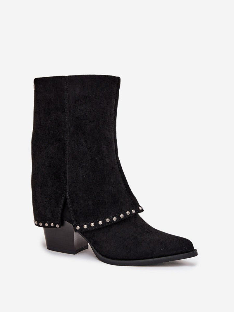 Cizme cu toc Step in style, Model 218489, Negru - material piele artificiala piele  Căptușeală pătură de pantofi  Footbed pătură de pantofi  Înălţimea carâmbului 20 cm Înălţimea tocului 7 cm