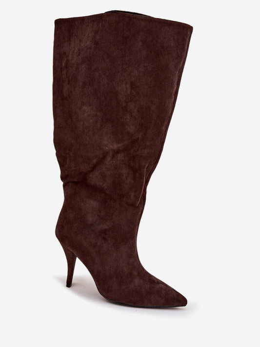 Cizme cu toc Step in style, Model 219853, Maro - material piele artificiala piele  Footbed pânză  Înălţimea carâmbului 41 cm Înălţimea tocului 9.5 cm