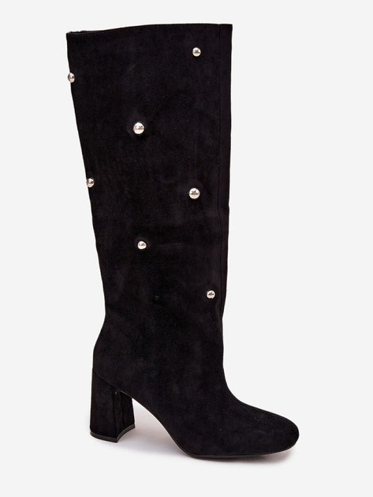 Cizme cu toc Step in style, Model 219862, Negru - material piele artificiala piele  Căptușeală pătură de pantofi  Footbed pătură de pantofi  Înălţimea carâmbului 39.5 cm Înălţimea tocului 8 cm