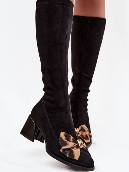 Cizme cu toc Step in style, Model 220214, Negru - material piele artificiala piele  Footbed pânză  Înălţimea carâmbului 37 cm Înălţimea tocului 6.5 cm