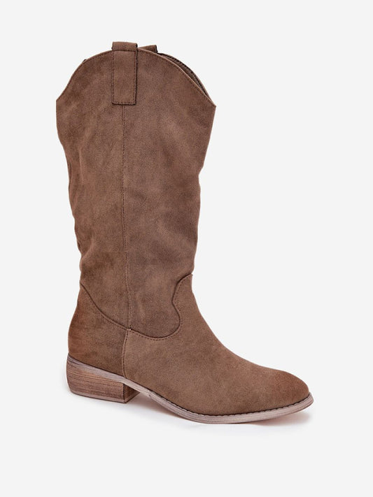 Cizme cu toc Step in style, Model 220716, Bej - material piele artificiala piele  Footbed imitație de piele  Înălţimea carâmbului 32.5 cm Înălţimea tocului 4.5 cm