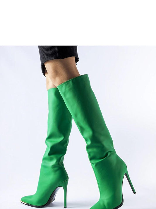 cizme cu toc stiletto Solea, Model 204587, Verde - material Zam din piele ecologică  Înălţimea tocului 11,5 cm