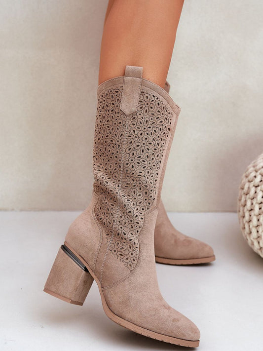 Cizme perforate Step in style, Model 218494, Bej