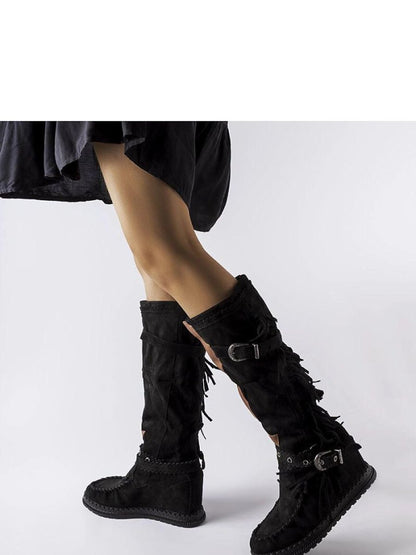 Cizme talpă tip pană Solea, Model 205791, Negru