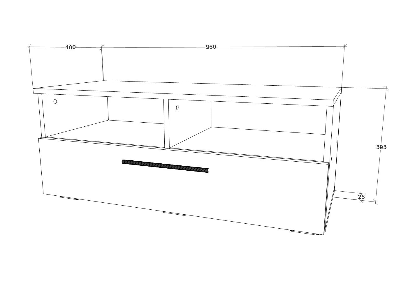 Comoda haaus Kos, O Usa, 2 Polite, Negru/Alb Lucios, MDF, 95 x 40 x 39 cm