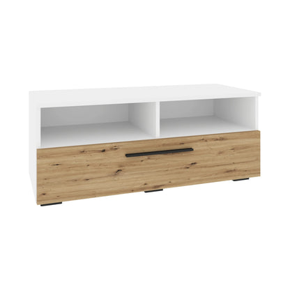 Comoda haaus Kos, O Usa, 2 Polite, Alb/Stejar Artisan, 95 x 40 x 39 cm
