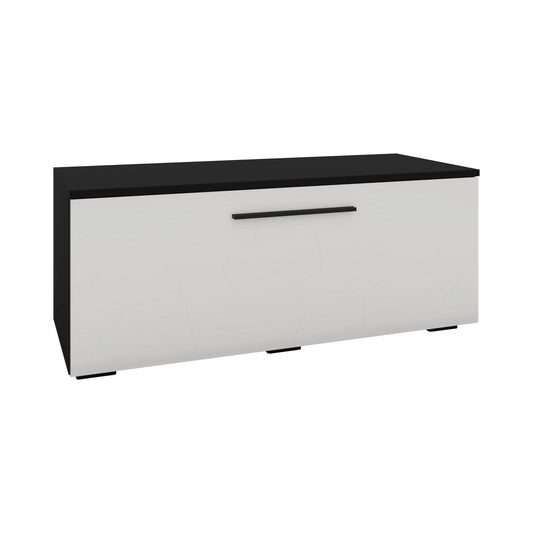 Comoda haaus Kos, O Usa, Negru/Alb Lucios, MDF, 95 x 40 x 39 cm