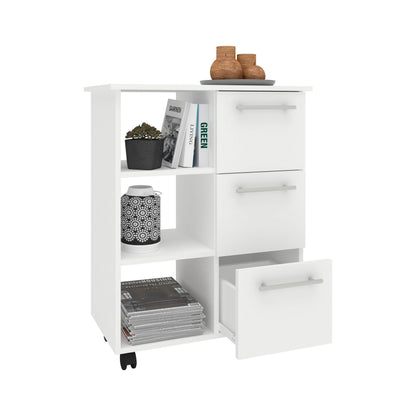 Corp Mobil haaus Loma, 3 Sertare, 3 Rafturi, Alb, 64 x 35 x 85 cm
