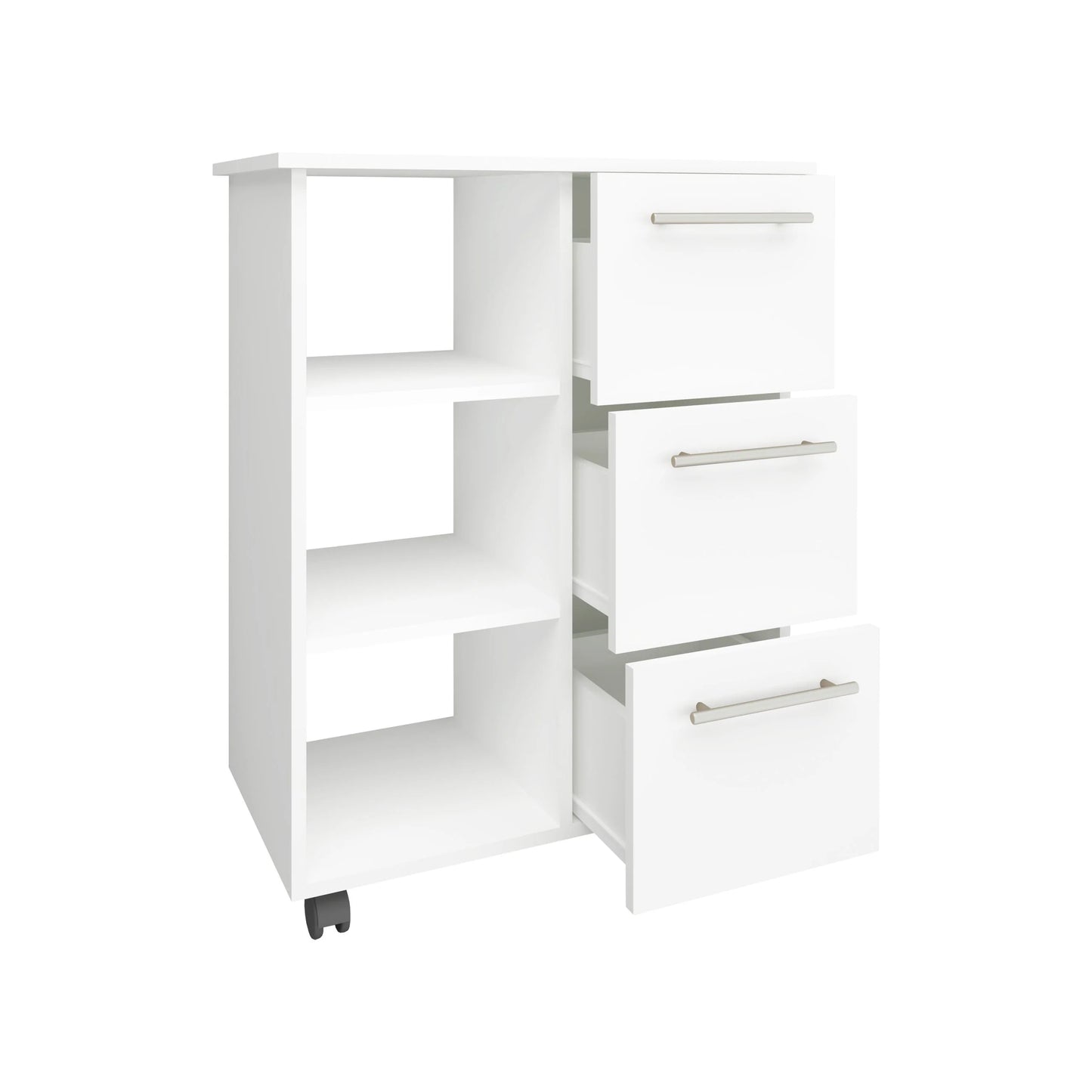 Corp Mobil haaus Loma, 3 Sertare, 3 Rafturi, Alb, 64 x 35 x 85 cm