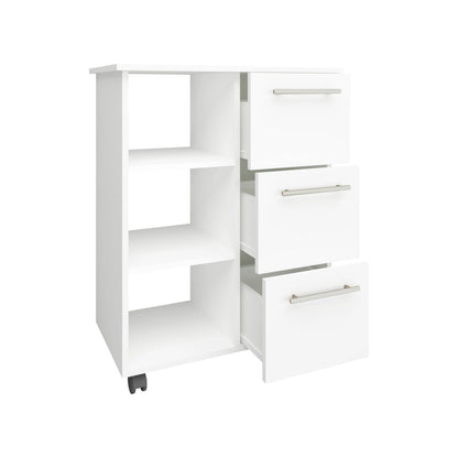 Corp Mobil haaus Loma, 3 Sertare, 3 Rafturi, Alb, 64 x 35 x 85 cm