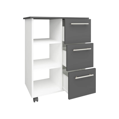 Corp Mobil haaus Loma, 3 Sertare, 3 Rafturi, Antracit/Alb, 64 x 35 x 85 cm