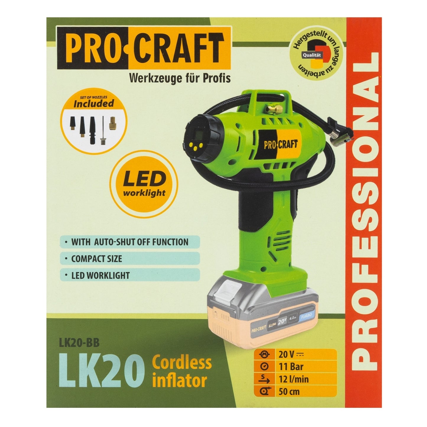 Compresor auto cu acumulator PROCRAFT LK20 , 12L/ min, 18 V, 3200 RPM