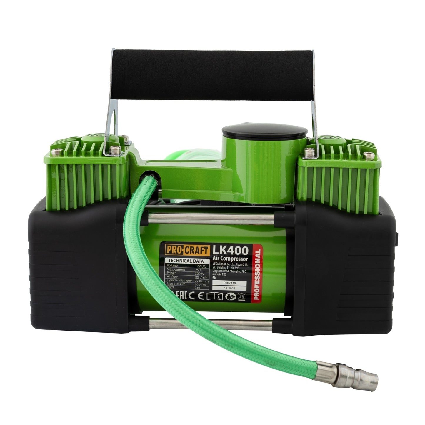Compresor auto Procraft LK400, 25 A, 80 l/min, 25 atmosfere, 276W