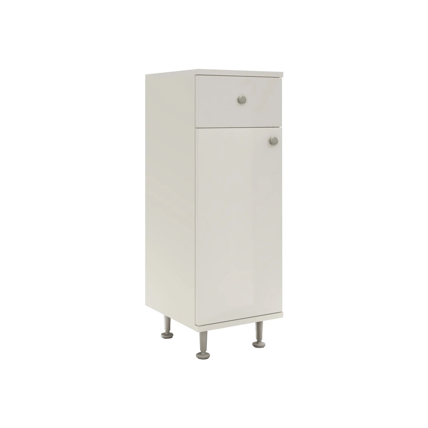 Corp Baie haaus Zaria, 1 Sertar, 1 Usa, Alb lucios/Alb, MDF, L 30 x l 35 x H 85 cm