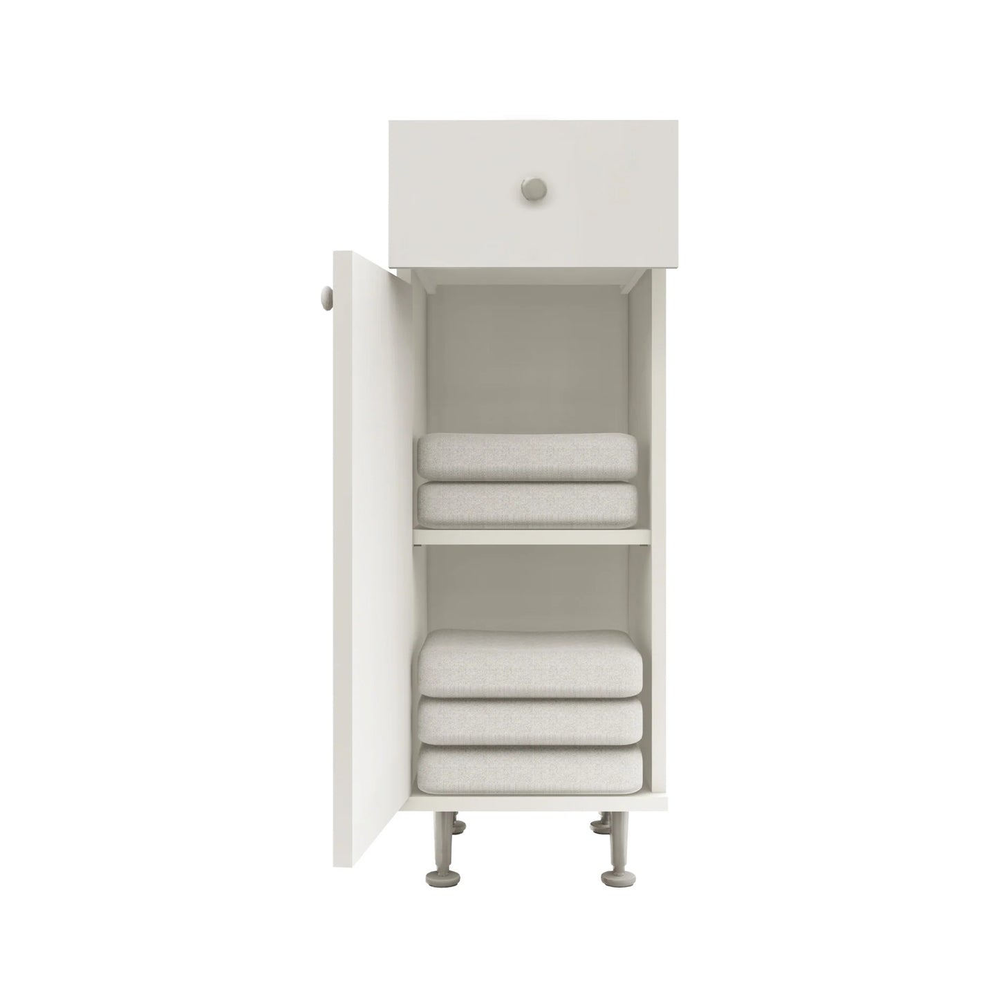 Corp Baie haaus Zaria, 1 Sertar, 1 Usa, Alb lucios/Alb, MDF, L 30 x l 35 x H 85 cm
