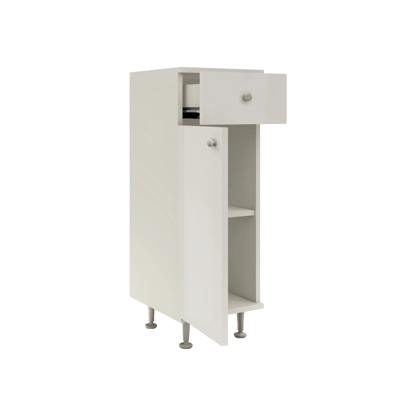 Corp Baie haaus Zaria, 1 Sertar, 1 Usa, Alb lucios/Alb, MDF, L 30 x l 35 x H 85 cm