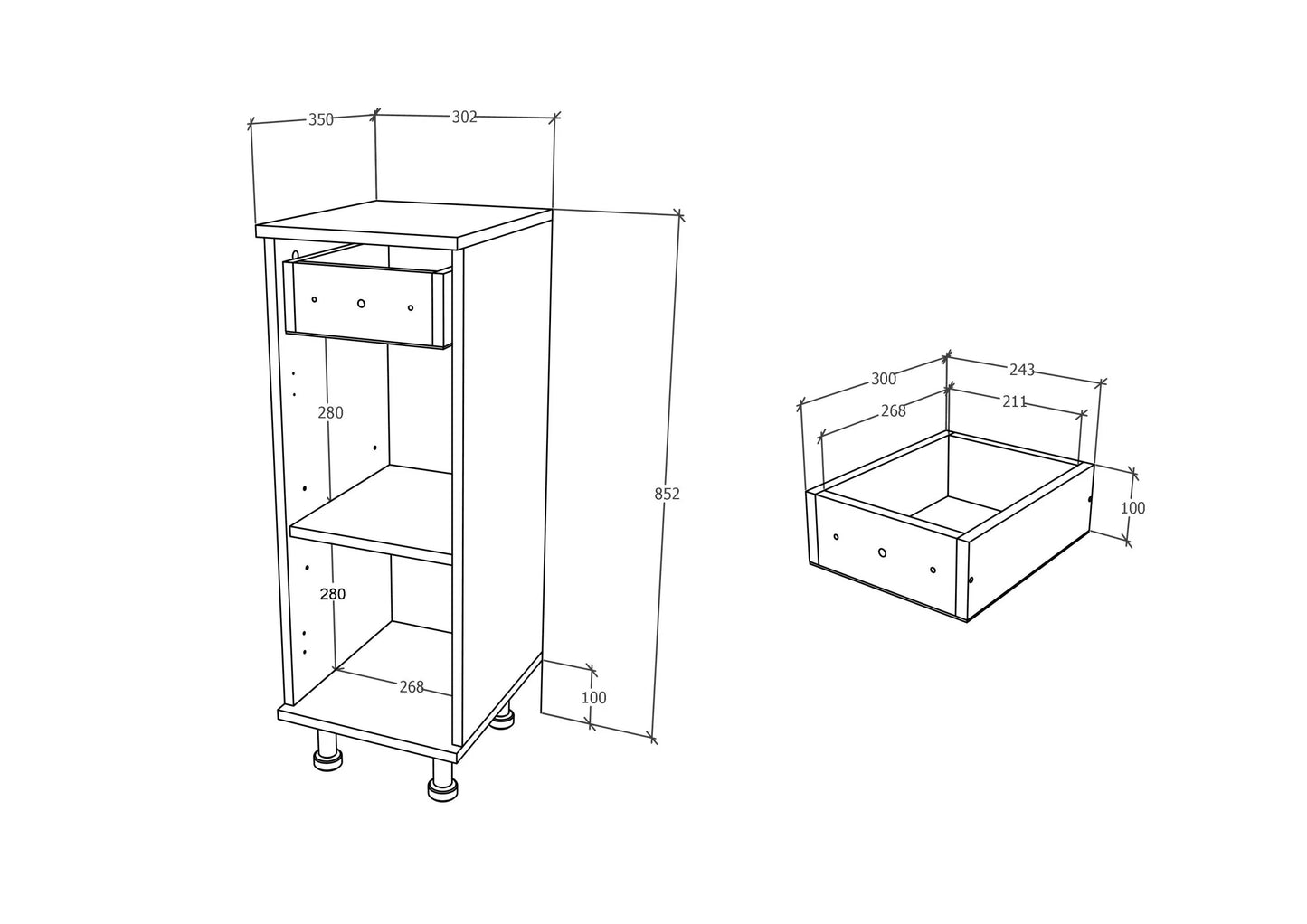 Corp Baie haaus Zaria, 1 Sertar, 1 Usa, Alb lucios/Alb, MDF, L 30 x l 35 x H 85 cm