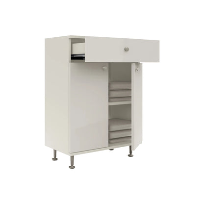 Corp Baie haaus Zaria, 1 Sertar, 2 Usi, Alb lucios/Alb, MDF, L 60 x l 35 x H 85 cm