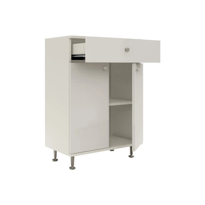 Corp Baie haaus Zaria, 1 Sertar, 2 Usi, Alb lucios/Alb, MDF, L 60 x l 35 x H 85 cm