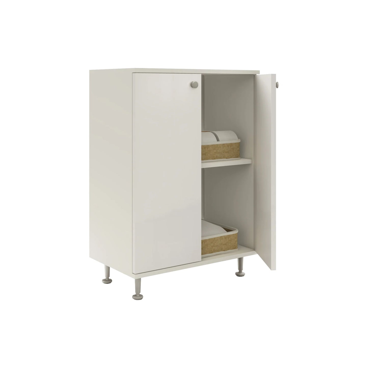 Corp Baie haaus Zaria, 2 Usi, Alb lucios/Alb, MDF, L 60 x l 35 x H 85 cm
