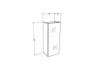 Corp Baie haaus Zed, Suspendat, 1 Usa, cu oglinda, Alb, 30 x 22 x 72 cm