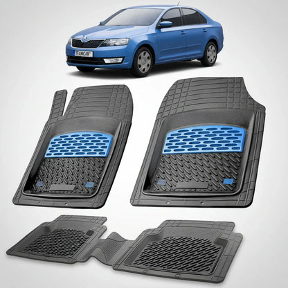 Covorașe Skoda Rapid I 2012-2017 | Blue Edition – TeamCar®