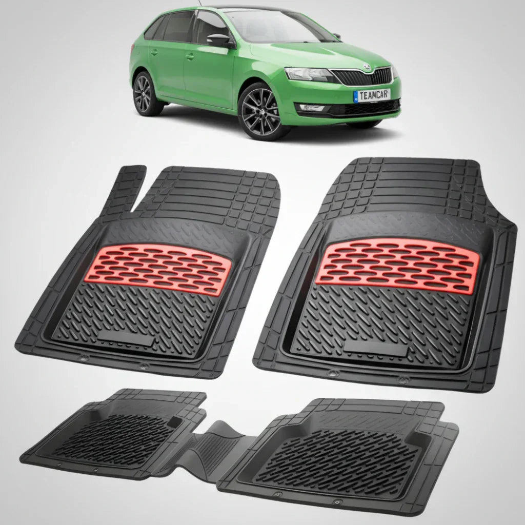Preșuri de cauciuc Skoda Rapid I Spaceback 2013-2017 | Red Edition – TeamCar®